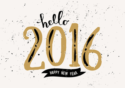 Typographic design vintage greeting card template with text "Hello 2016 Happy New Year".
