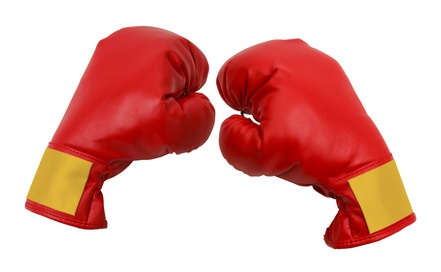 Red Boxing Gloves Isolated on White Background.