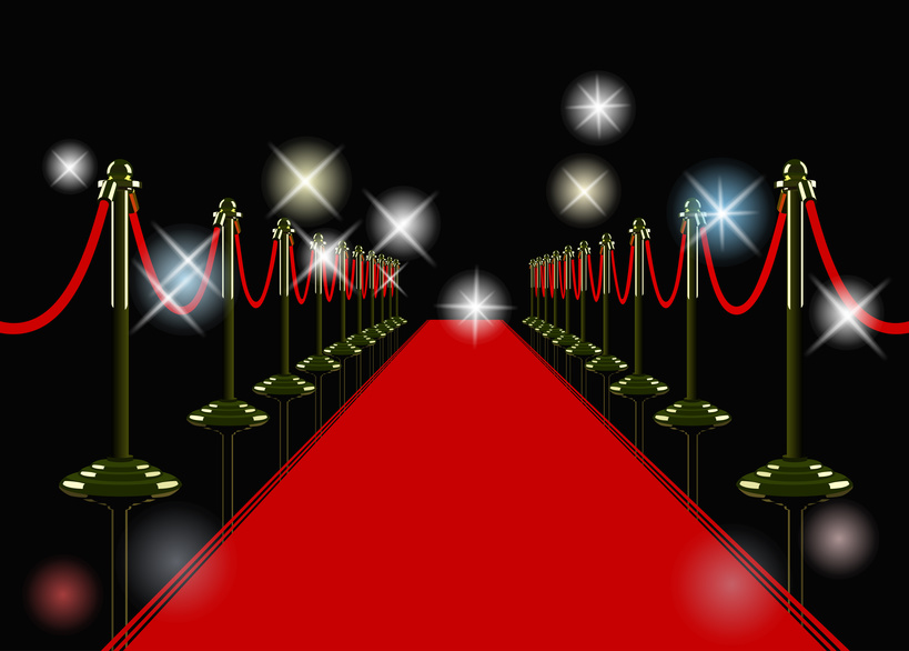 vector red carpet at night with flashes