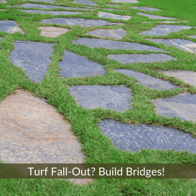 No to Turf problems!  Build Steppingstones over problem areas!